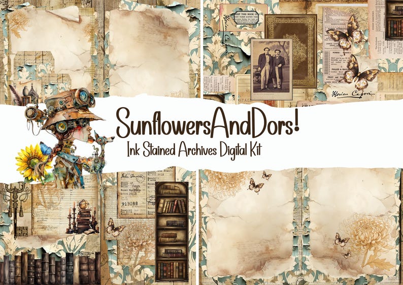Ink Stained Archives [SAD 1025 02] Collaboration Digital Kit - Etsy UK