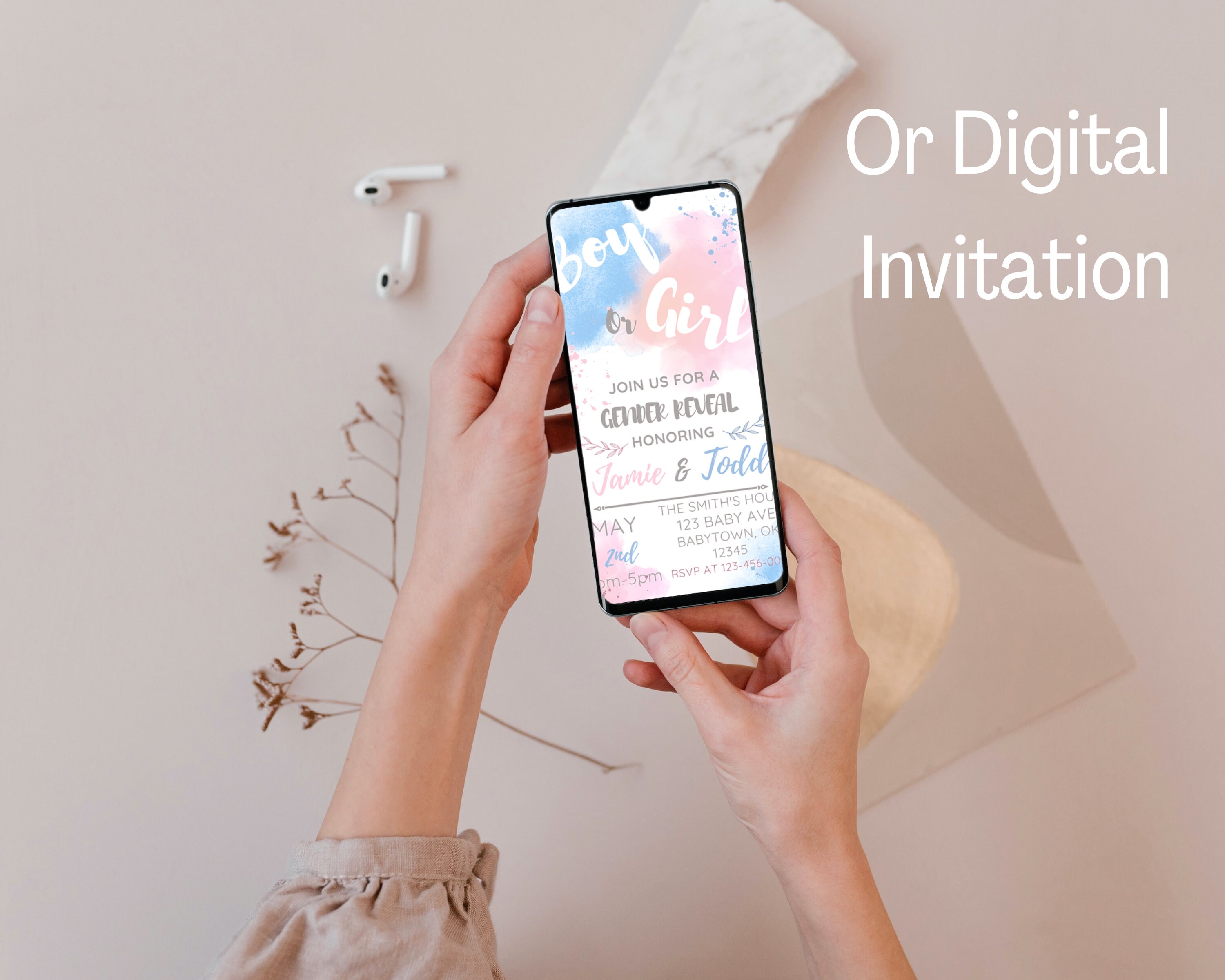Customizable Invitation Template Gender Reveal Party Invitation ...