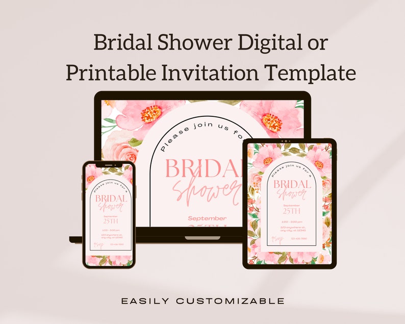 Editable Bridal Shower Invitation Template Printable or Digital ...