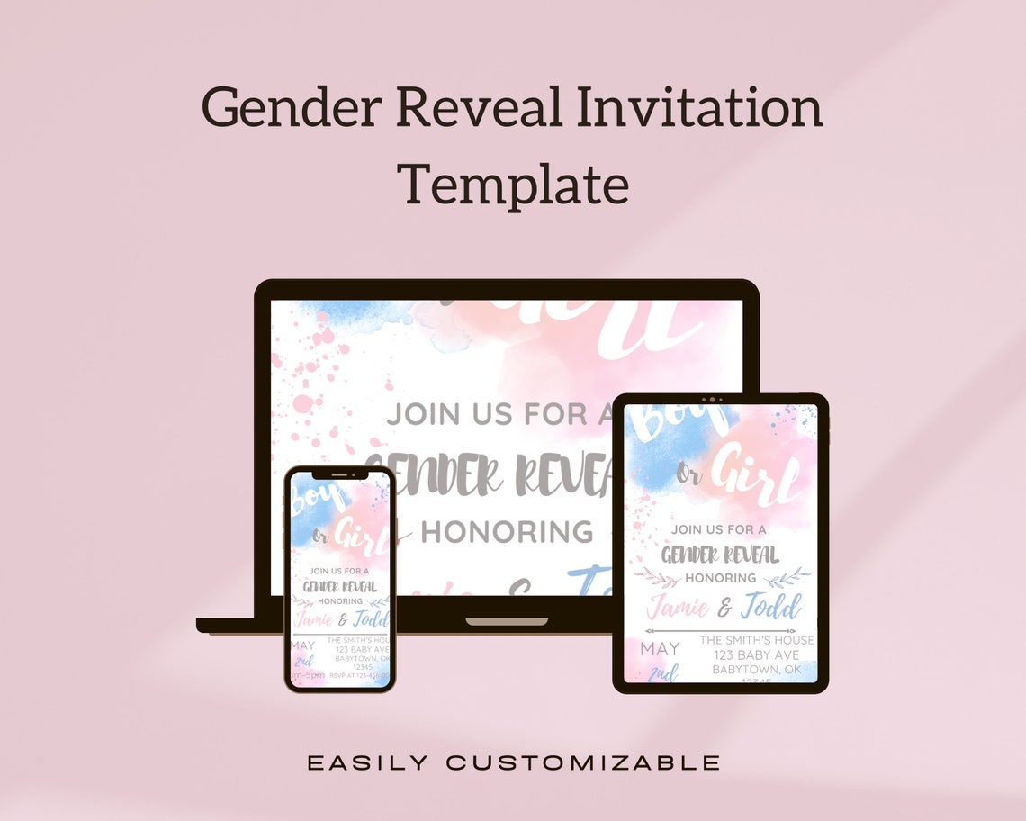 Customizable Invitation Template Gender Reveal Party Invitation ...