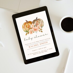 Customizable Pumpkin Baby Shower Invitation Template Digital or ...