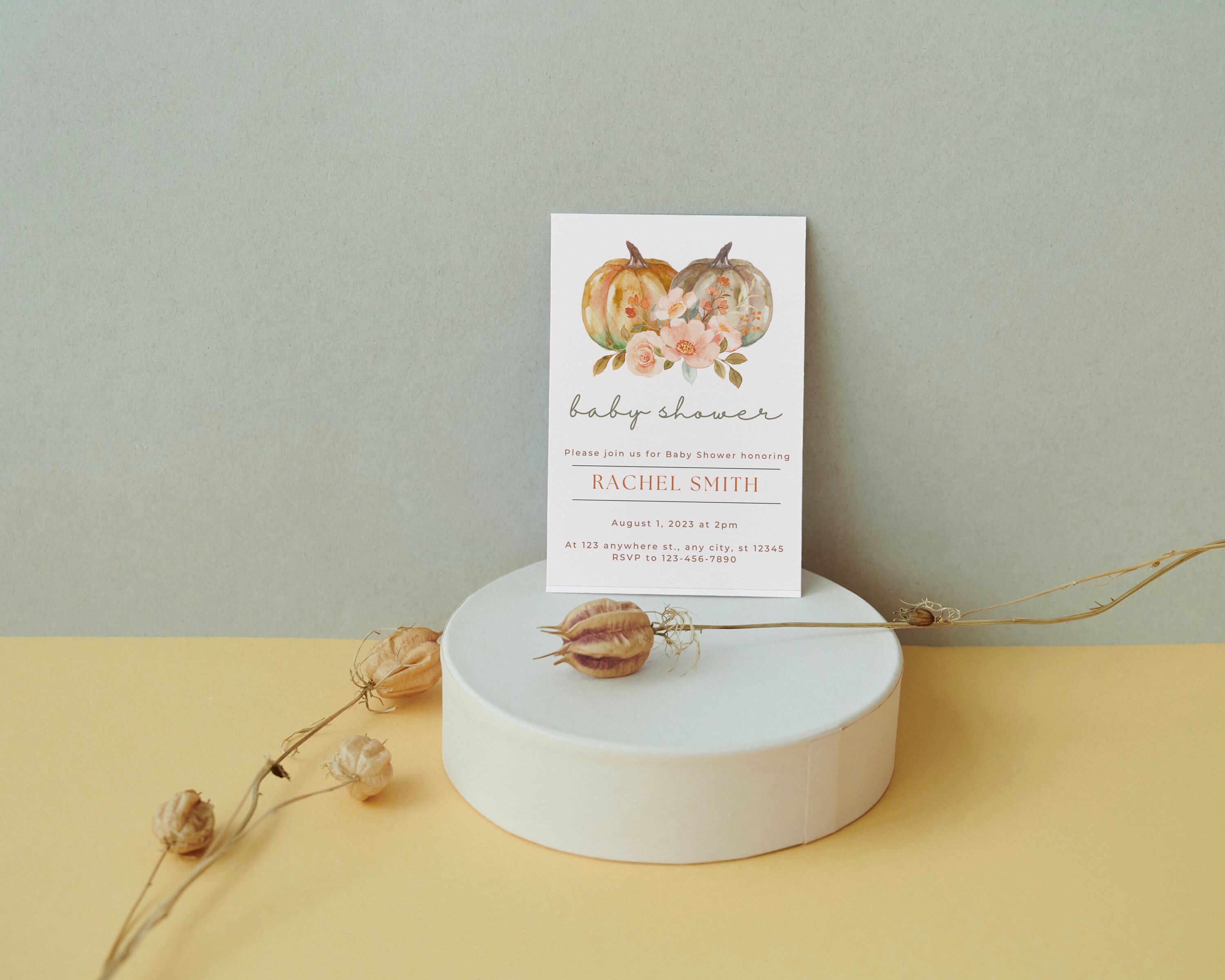 Customizable Pumpkin Baby Shower Invitation Template Digital or ...