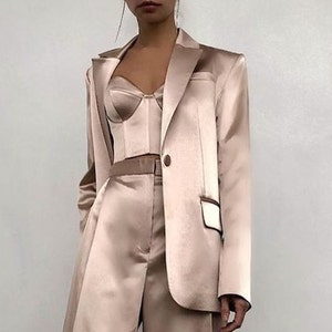 Women Three Piece Suit With Bustier For Party And Wedding /two piece suit/Womens suit/Womens Suit Set/Wedding Suit/ Women’s Coats Suit Set.