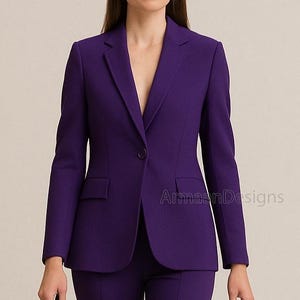 Purple Formal Pantsuit, Blazer with Boot Cut Pantsuit, Classic Purple Pantsuit, Two Piece Formal Suit, Purple Custom Dinner Suit.