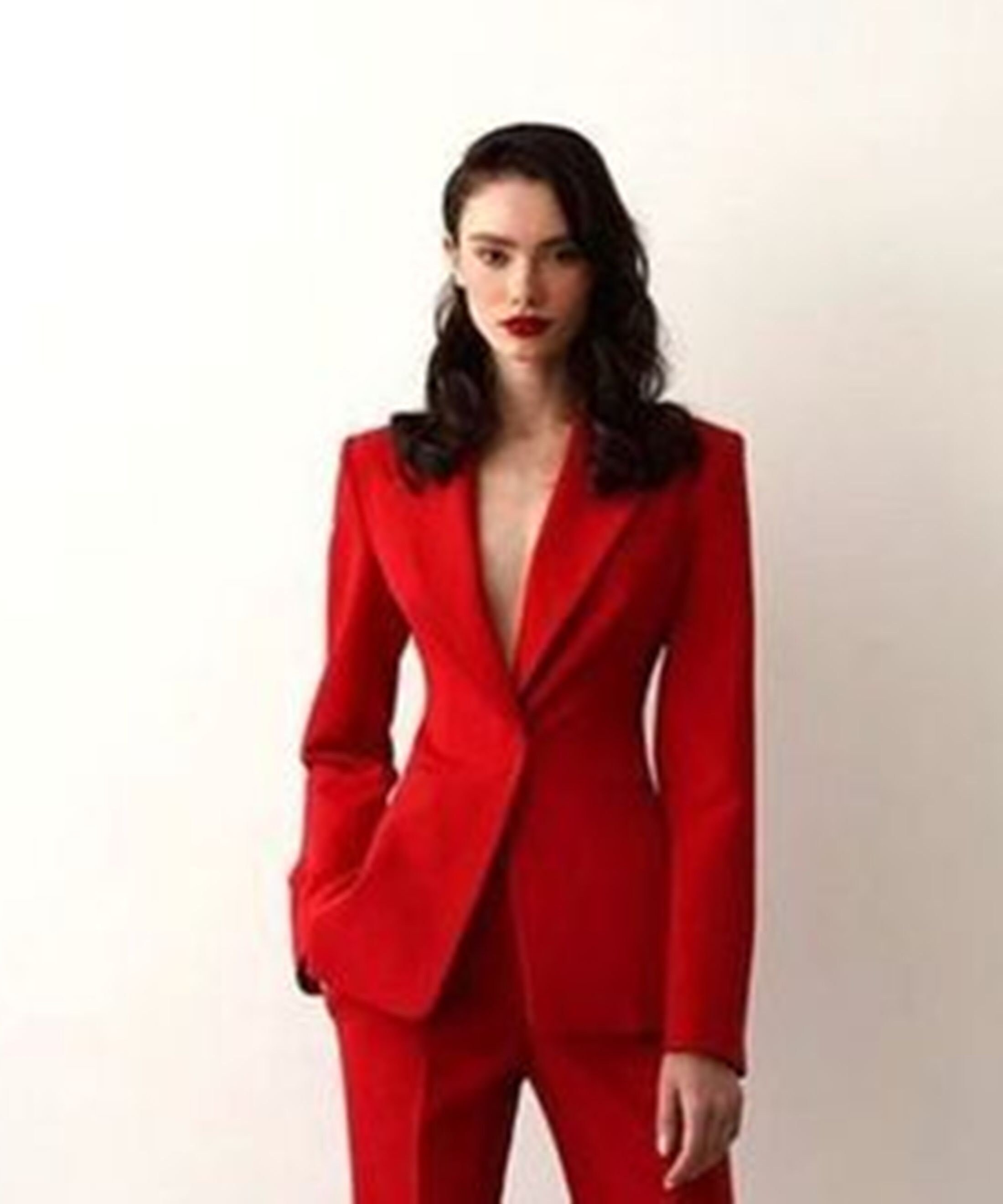 Women Red Luxury Premium 2 Piece Suit two Piece Suit top womens