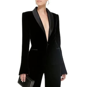 women tuxedo two piece suit velvet with satin lapel /two piece suit/top/Womens suit/Womens Suit Set/Wedding Suit/ Women’s Coats Suit Set.