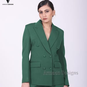 Light Green Double Breasted Women's Suit, Formal Pantsuit for Women, Slim Fit Suit For Women, Green Slim Fit Suit, Pantsuit for Women..