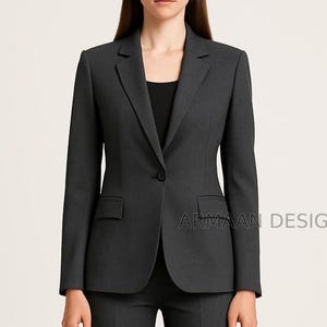 Classic Charcoal Grey Women Suit, Flurry Pantsuit, Two Piece Formal Office Suit, Blue Women Suit, Elegant Pantsuit, Brides Wedding Suit.