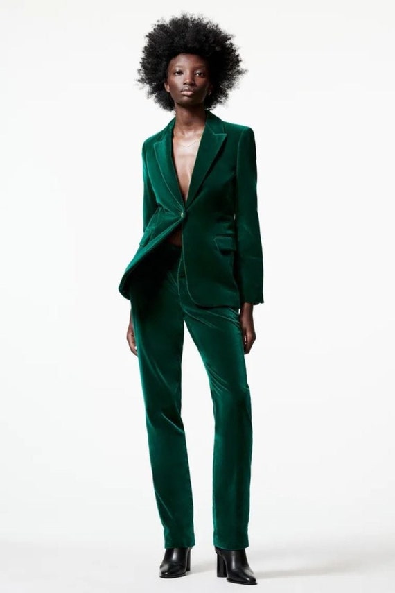 Women Emerald Green Two Piece Suit/emerald Green//two Piece Suit/top/womens  Suit/womens Suit Set/wedding Suit/ Womens Coats Suit Set. 