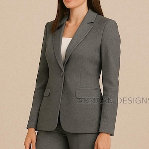 Elegant Grey Women Suit, Flurry Pantsuit, Two Piece Formal Office Suit, Brides Wedding Suit, Blue Women Suit, Elegant Pantsuit.