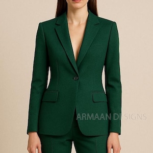 Classic Emerald Green Women Suit, Narrow Pantsuit, Two Piece Formal Office Suit, Green Women Suit, Elegant Pantsuit, Brides Wedding Suit.