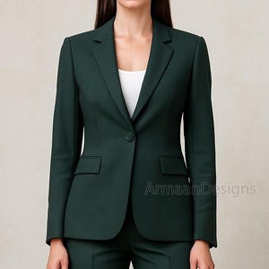 Emerald Green Formal Pantsuit, Blazer with Boot Cut Pantsuit, Classic Green Pantsuit, Two Piece Formal Suit, Green Custom Dinner Suit.