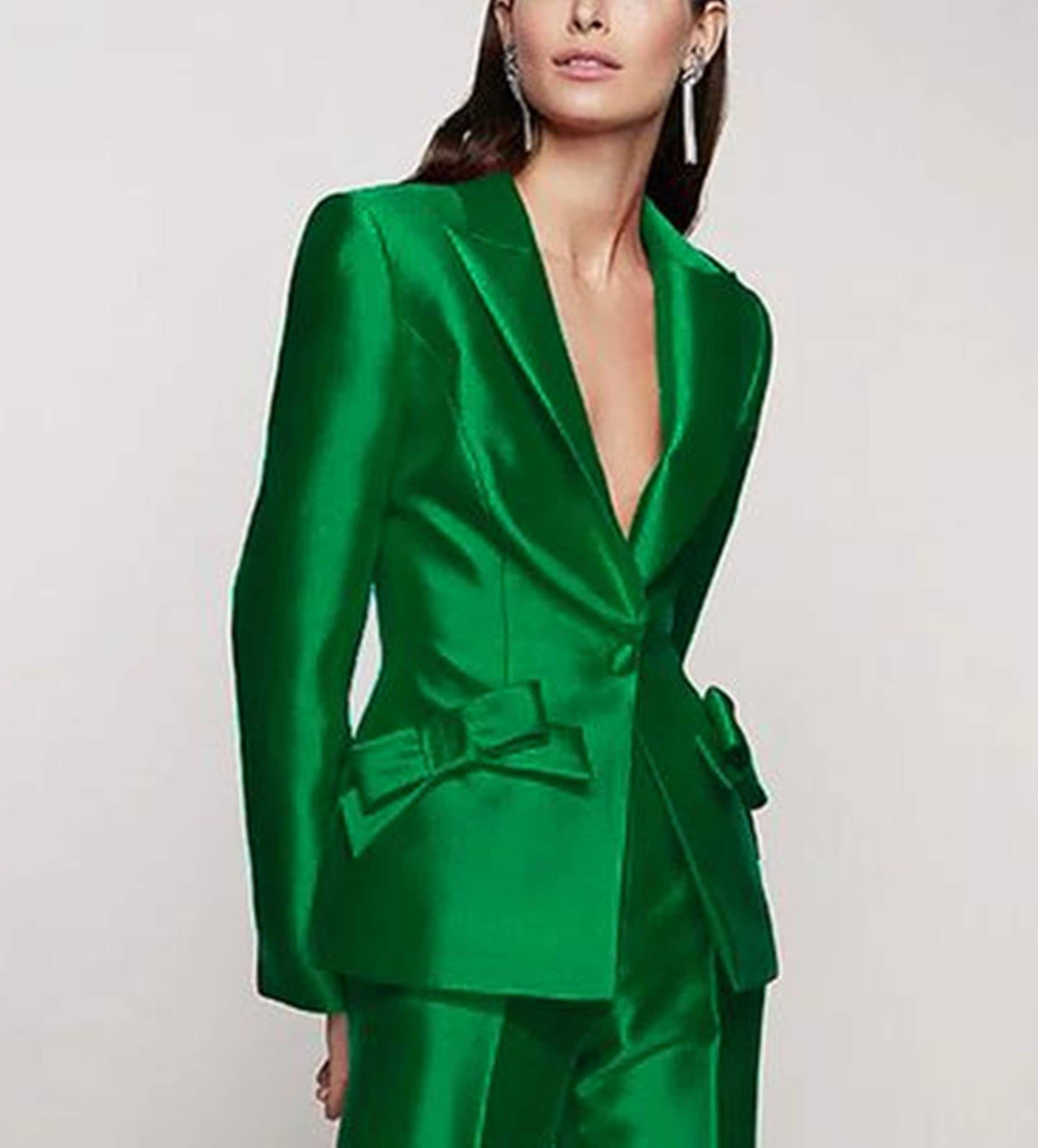 Petite Green Satin Suit Bralet