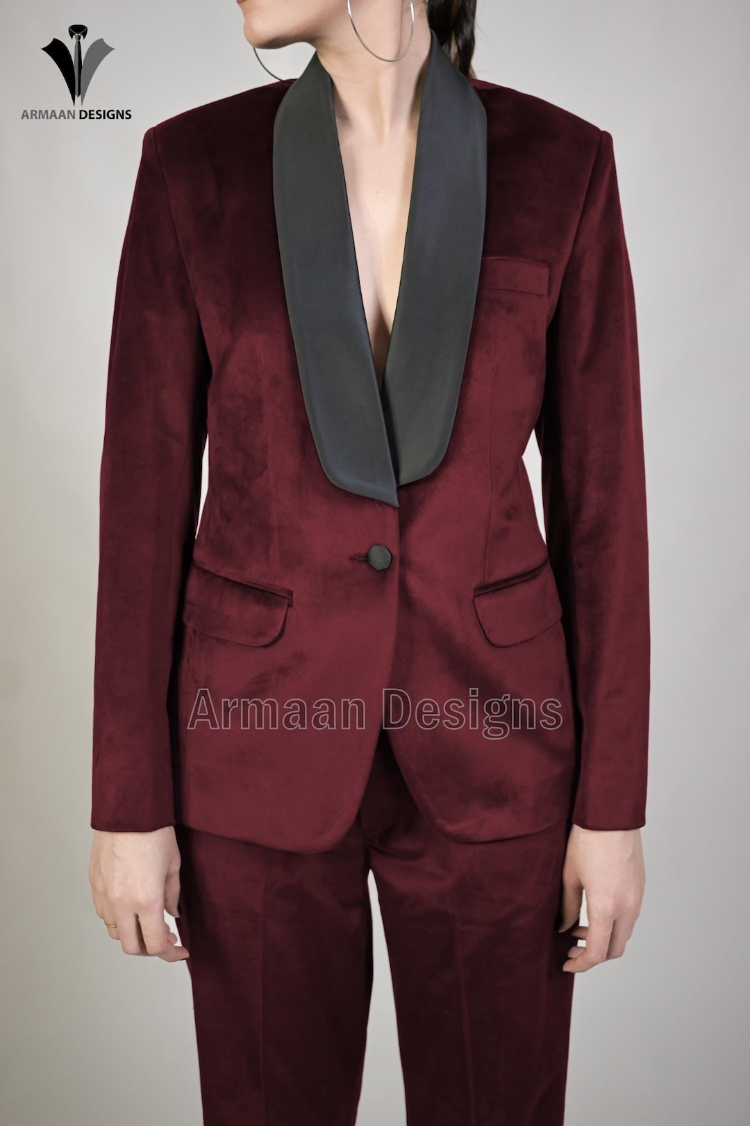 Black and Red Velvet Lapel Tuxedo - Red Wedding Tuxedo - Two Toned