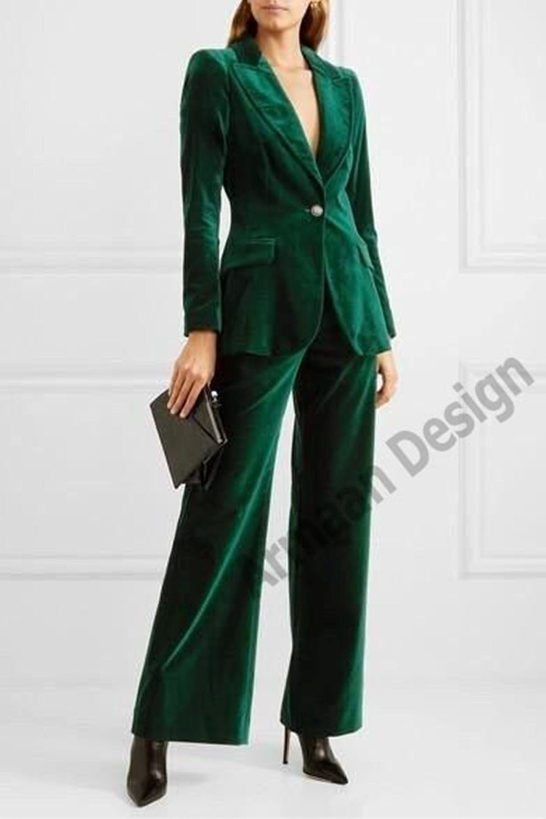 Women Green Velvet Designer Custom Made Formal 2pc Suit./ Women's Suit ...