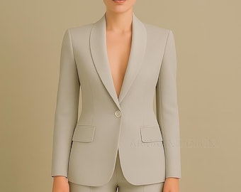 Women's Formal Suit: Grey Two-piece Set - Custom Fit Blazer and Pants - Etsy