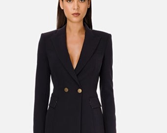 women double breasted two piece suit in black color./two piece suit/top/Womens suit/Womens Suit Set/Wedding Suit/ Women’s Coats Suit Set.