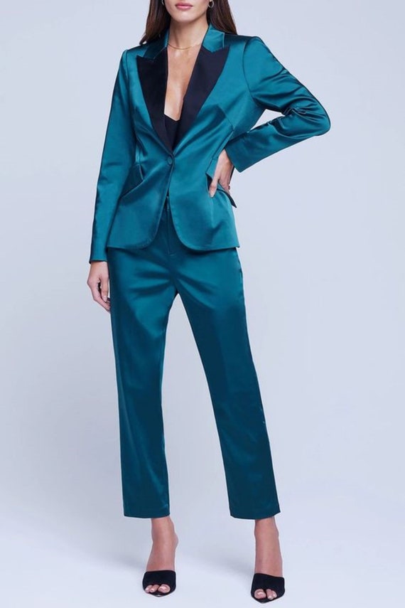 Traje de dos piezas para mujer en sat n traje de dos piezas top