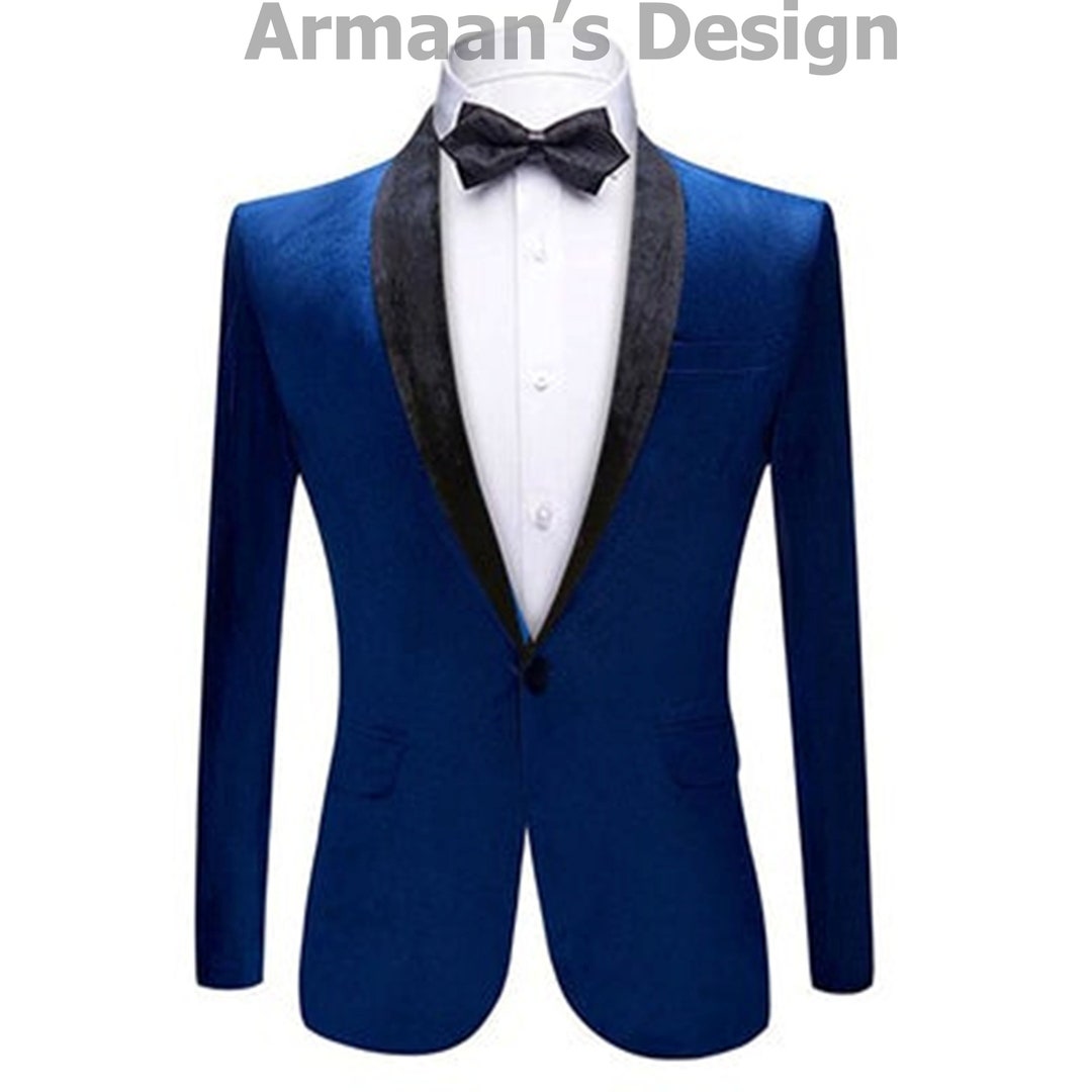 Man's Velvet Blazer in Blue and Black Color With Pant - Etsy