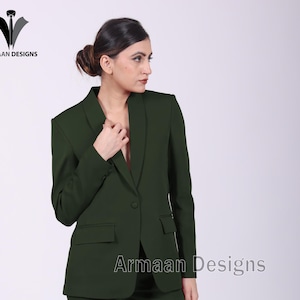 Emerald Green Single Breasted Two Piece Suit with slim fit pant, cigarette style pant suit, pegged pant suit, tapered  pant suit, green suit