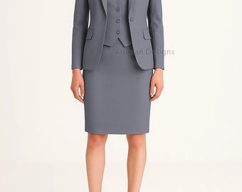 Grey Dress and Suit Set: Custom Made Elegant Classic Two Pieces Skirt Set, Women's Suit Sizes Petite to Plus, Formal Wool Dress and Jacket - Etsy Grey Dress and Suit Set: Custom Made Elegant Classic Two Pieces Skirt Set, Women's Suit Sizes Petite to Plus, Formal Wool Dress and Jacket - Etsy