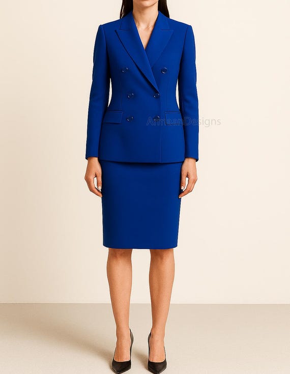 cobalt blue skirt suit