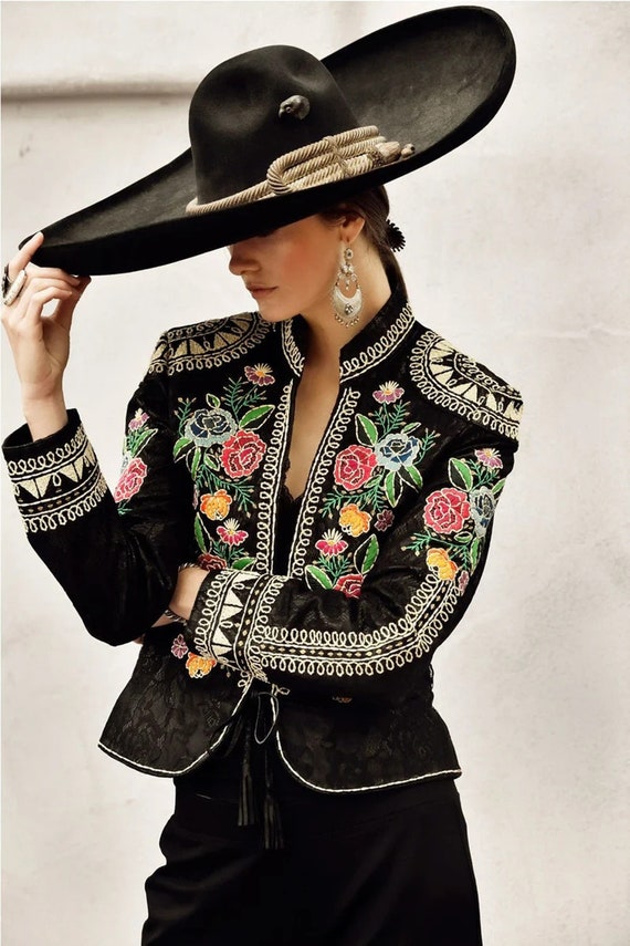 Women Mariachi Jacket Custom Made Black in Pure Linen Etsy