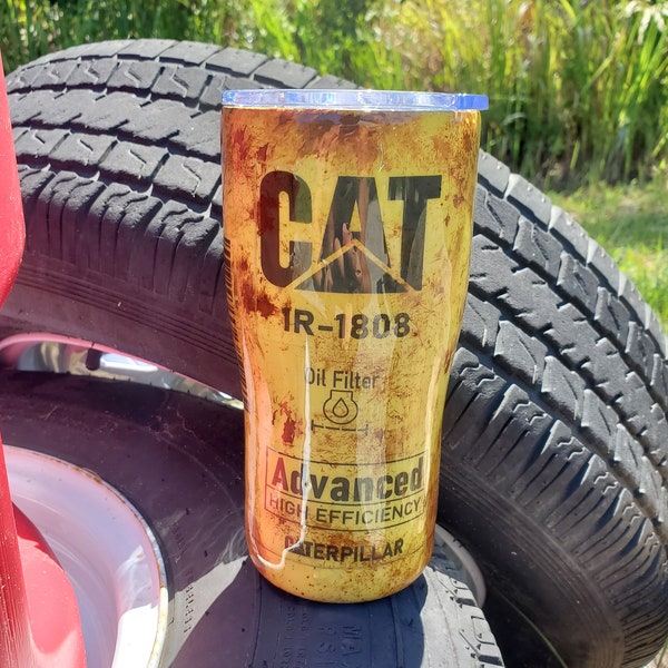 cat oil filter travel mug