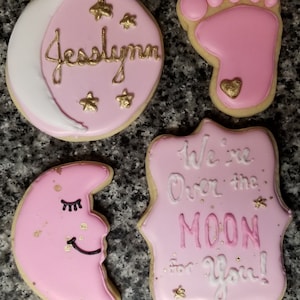 Baby Shower Cookies | Over the Moon Cookies | Custom Baby Shower Co