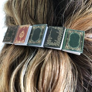 Miniature book hair clip barrette, bookish gift for book lover, librarian, teacher, bibliophile or reader