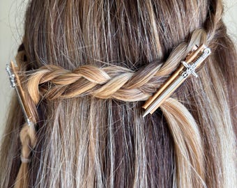 Medieval renaissance fair sword hair clips, renfest hair accessory