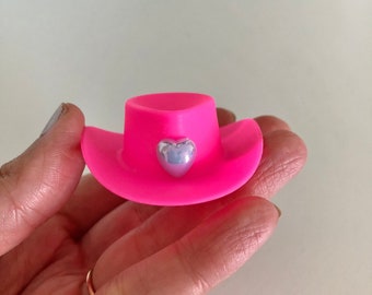 Pink Cowboy Hat Hair Clip: Bachelorette Rodeo Accessory
