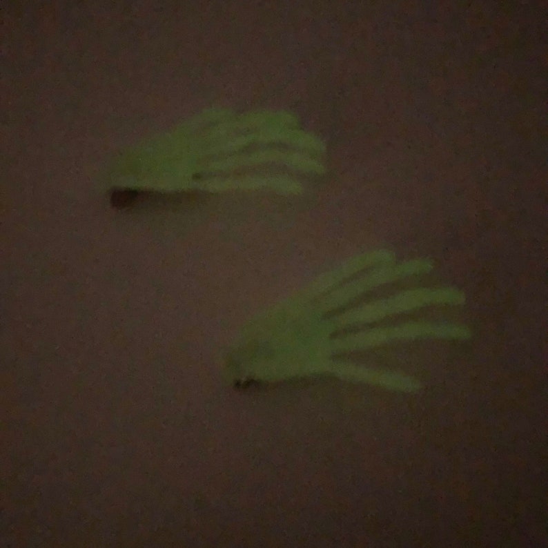 Halloween creepy skeleton hands hair clips with spooky glow in the dark option image 7