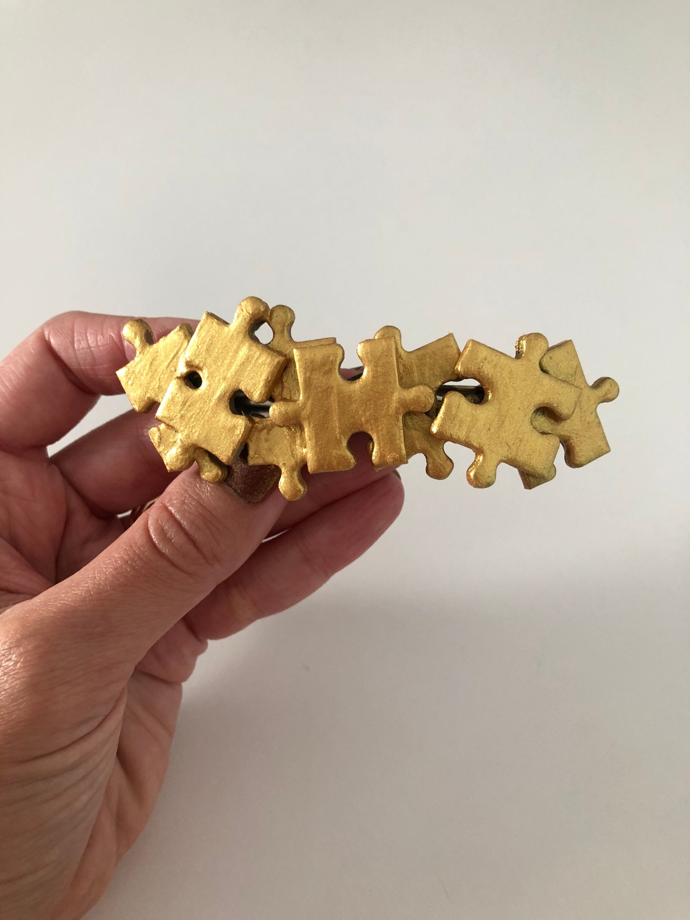 Gold Jigsaw Puzzle Piece Hair Clip Barrette Puzzle Accessory Etsy