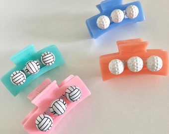 Sports claw clip, custom color cute golf or volleyball hair clip