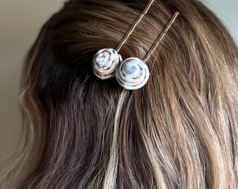 Cinnamon roll handmade polymer clay hair clips (set of 2)