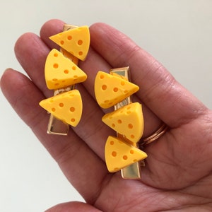 Cheese lover hair clips, handmade mini cheese barrette hair pins, Wisconsin cheesehead accessory image 4