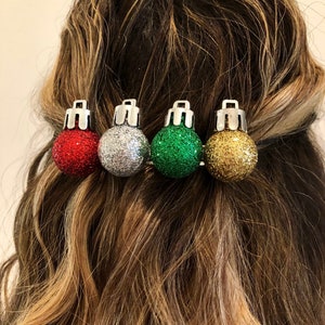 Christmas ornament hair clip barrette, holiday or ugly sweater party accessory