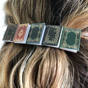 Miniature book hair clip barrette, bookish dark academia gift for book lover, librarian, teacher, bibliophile or reader