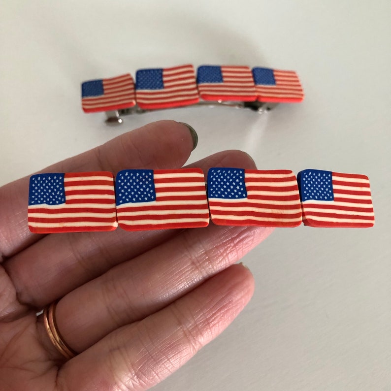 American flag patriotic barrette hair clip, 4th of July accessory image 4