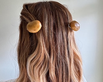 Potato handmade hair clip barrettes (set of 2)