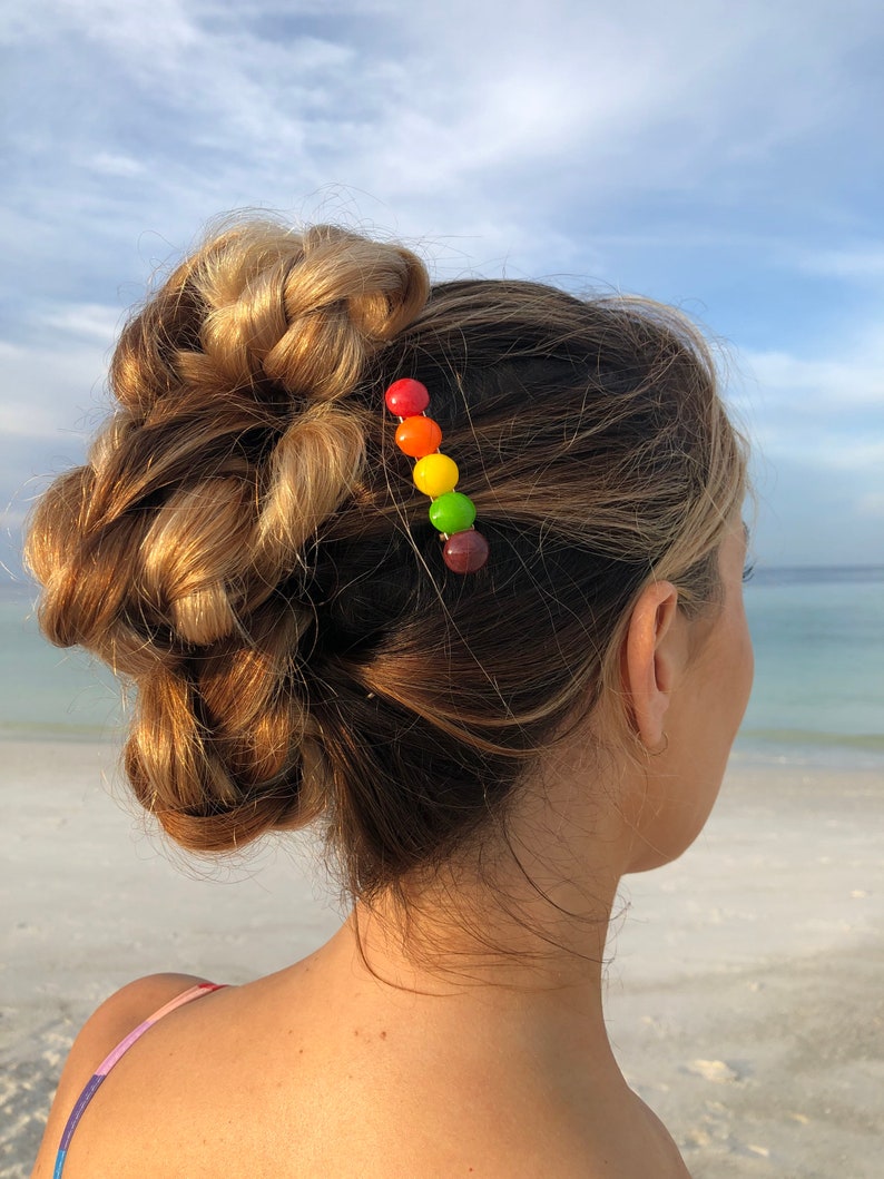 Rainbow skittles candy hair clip barrettes 画像 3