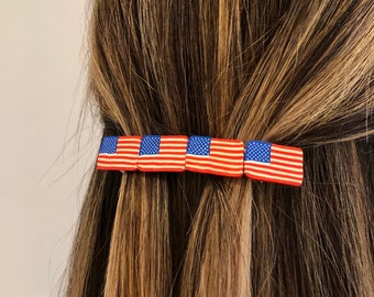 American flag patriotic barrette hair clip, 4th of July accessory