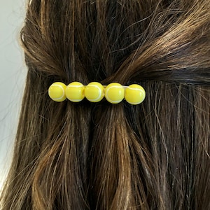 Tennis ball handmade hair clip barrette, gift for tennis lover