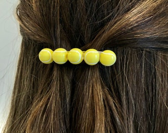 Tennis ball handmade hair clip barrette, gift for tennis lover