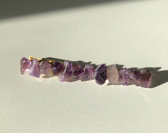 Purple amethyst gemstone large handmade hair clip barrette, crystal hair accessory