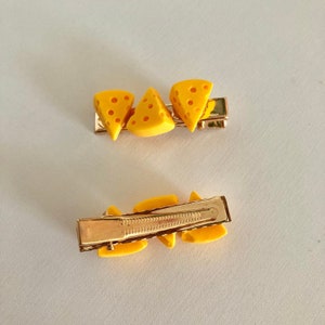 Cheese lover hair clips, handmade mini cheese barrette hair pins, Wisconsin cheesehead accessory image 6