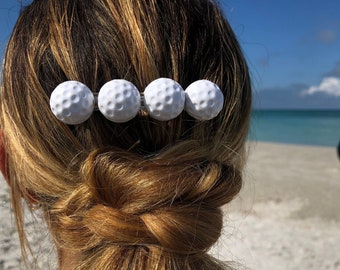 Golf ball handmade hair clip barrette, gift for golf lover