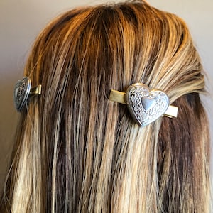 Silver Heart Barrette - Etsy display picture 2