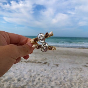 Coastal cowgirl seashell handmade hair clip barrettes, with choice of gold OR silver cowboy hat accessory image 10